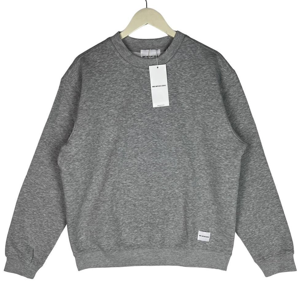 New MKI Miyuki Zoku Pullover Grey Crew Neck Cotton Sweatshirt Fleece Inner US L